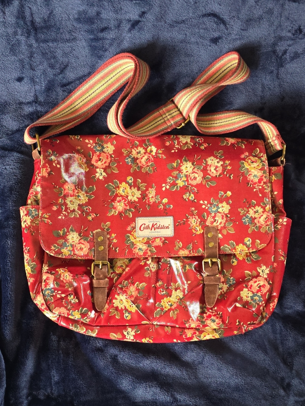 Cath Kidston 2014 Vintage Rose  Satchel with Striped Shoulder Strap